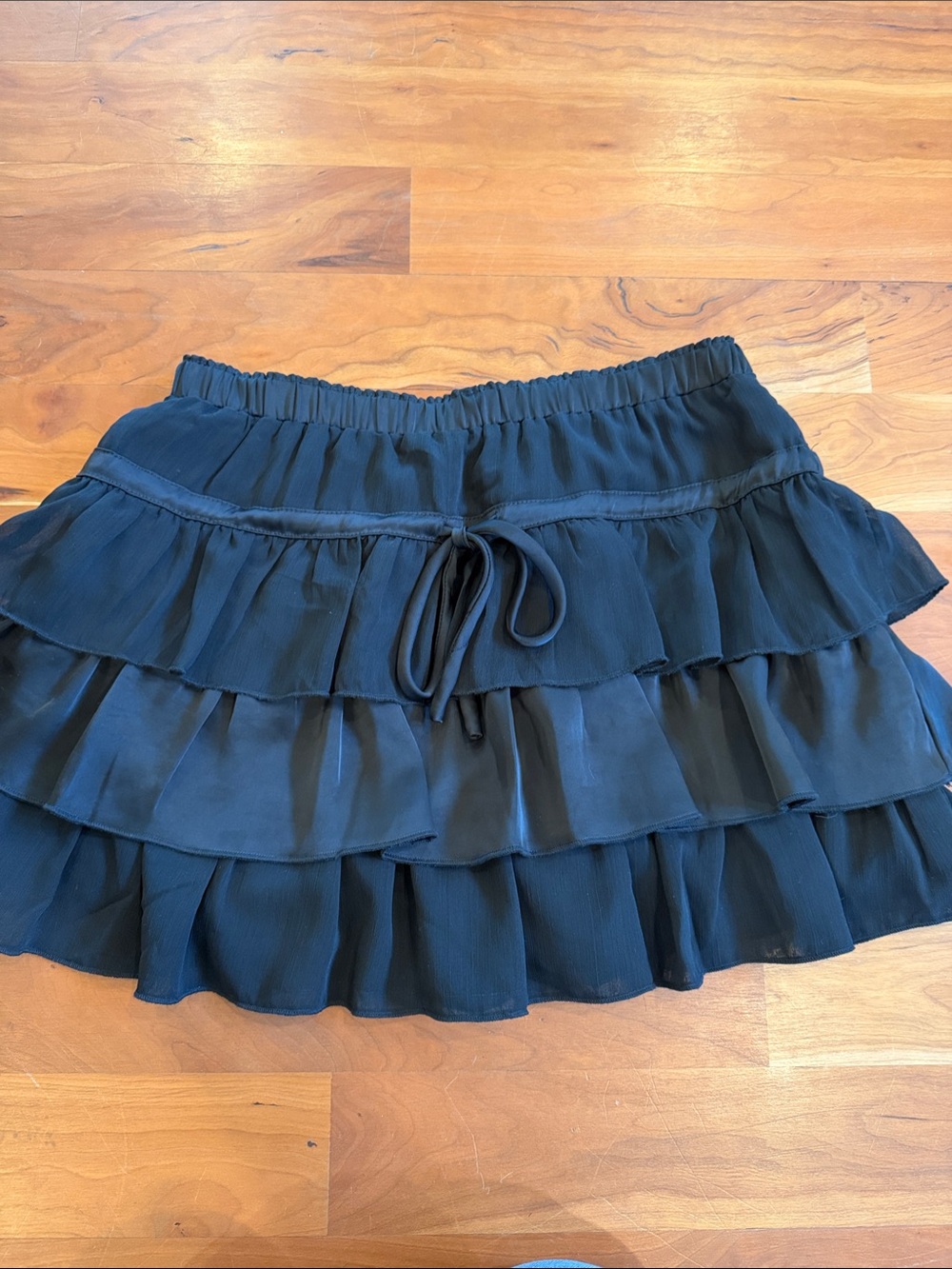 Mustard Seed Black Tiered Ruffle Mini Skort